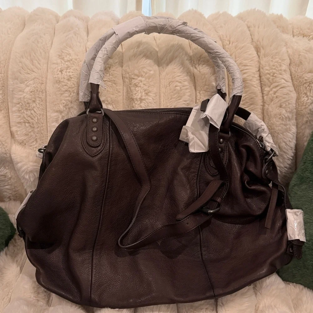 Free People Dark Brown Leather Tote Bag